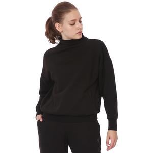 Zip Neck Cotton Kadın Siyah Günlük Stil Sweatshirt 21KKTL13D01-SYH