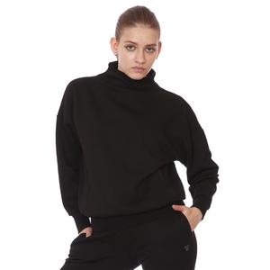 Zip Neck Cotton Kadın Siyah Günlük Stil Sweatshirt 21KKTL13D01-SYH