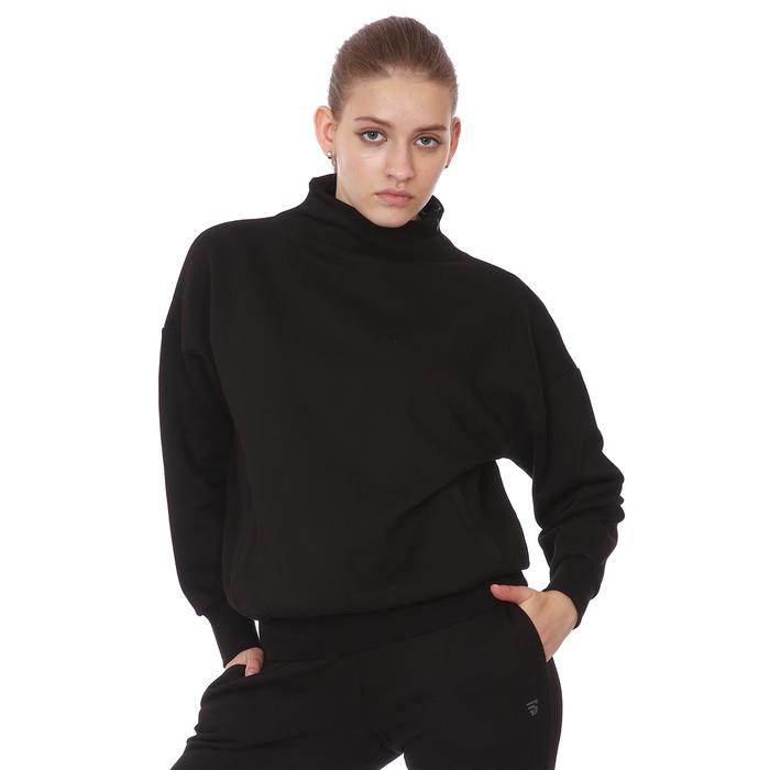 Zip Neck Cotton Kadın Siyah Günlük Stil Sweatshirt 21KKTL13D01-SYH 1315853