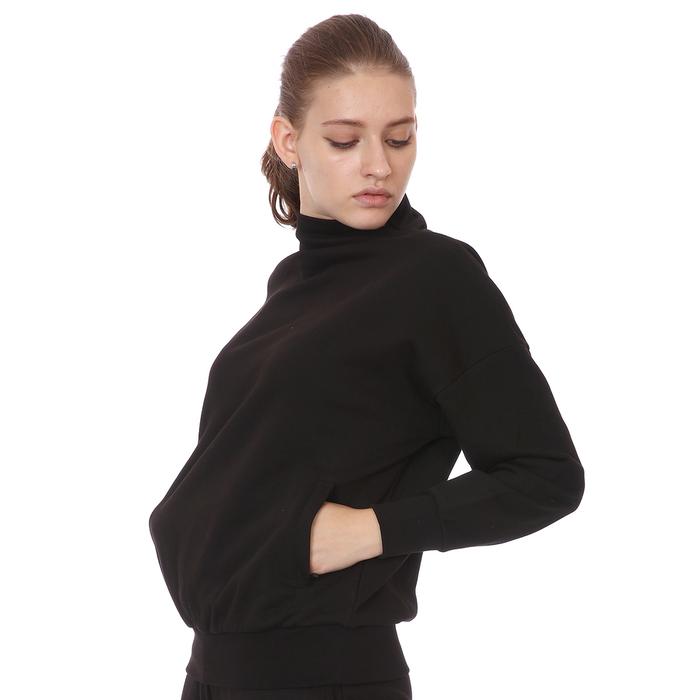 Zip Neck Cotton Kadın Siyah Günlük Stil Sweatshirt 21KKTL13D01-SYH 1315853