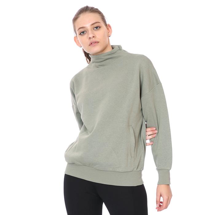 Zip Neck Cotton Kadın Gri Günlük Stil Sweatshirt 21KKTL13D01-GRI 1315860