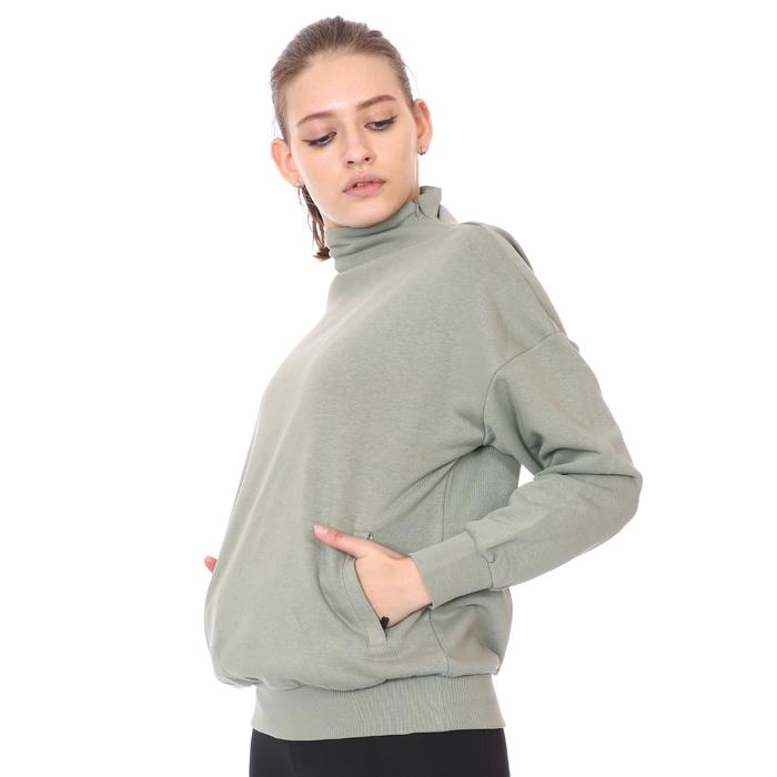 Zip Neck Cotton Kadın Gri Günlük Stil Sweatshirt 21KKTL13D01-GRI 1315860