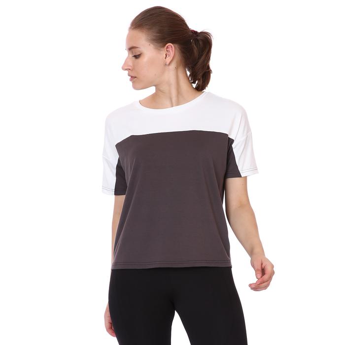 Renk Bloklu Kadın Gri Günlük Stil Tişört 21KKTL18D01-ANT 1315751