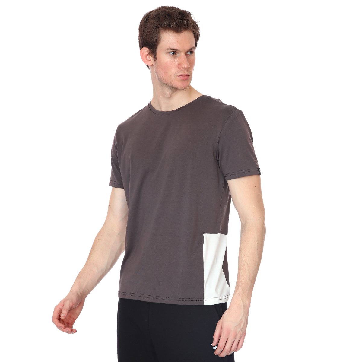 Renk Bloklu Erkek Gri Günlük Stil Tişört 21KETL18C01-GRİ